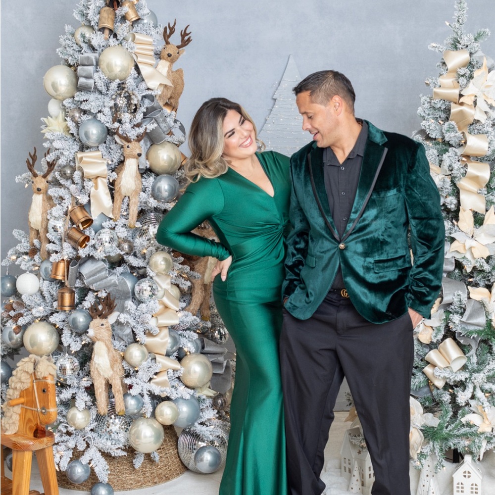 Green velvet jacket only worn one for a photoshoot